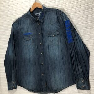 Wrangler Retro Denim Pearl Snap Shirt Florida Gators Embroidered Western Wear XL